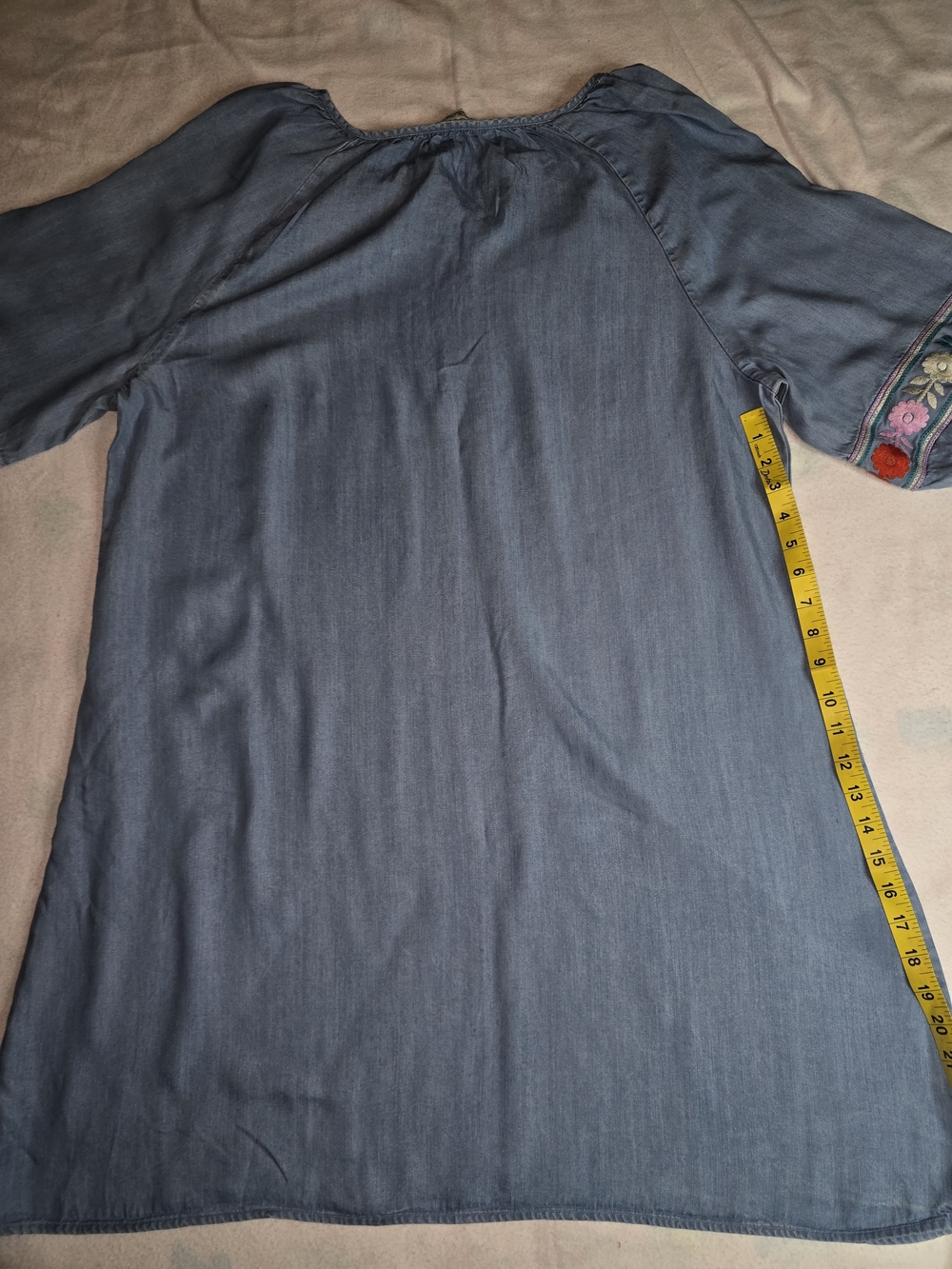 The Pioneer Woman Light Blue Embroidered Chambray Tunic Dress - Picture 7 of 7